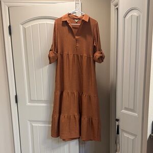 Max Studio Terracotta Long Sleeve Dress